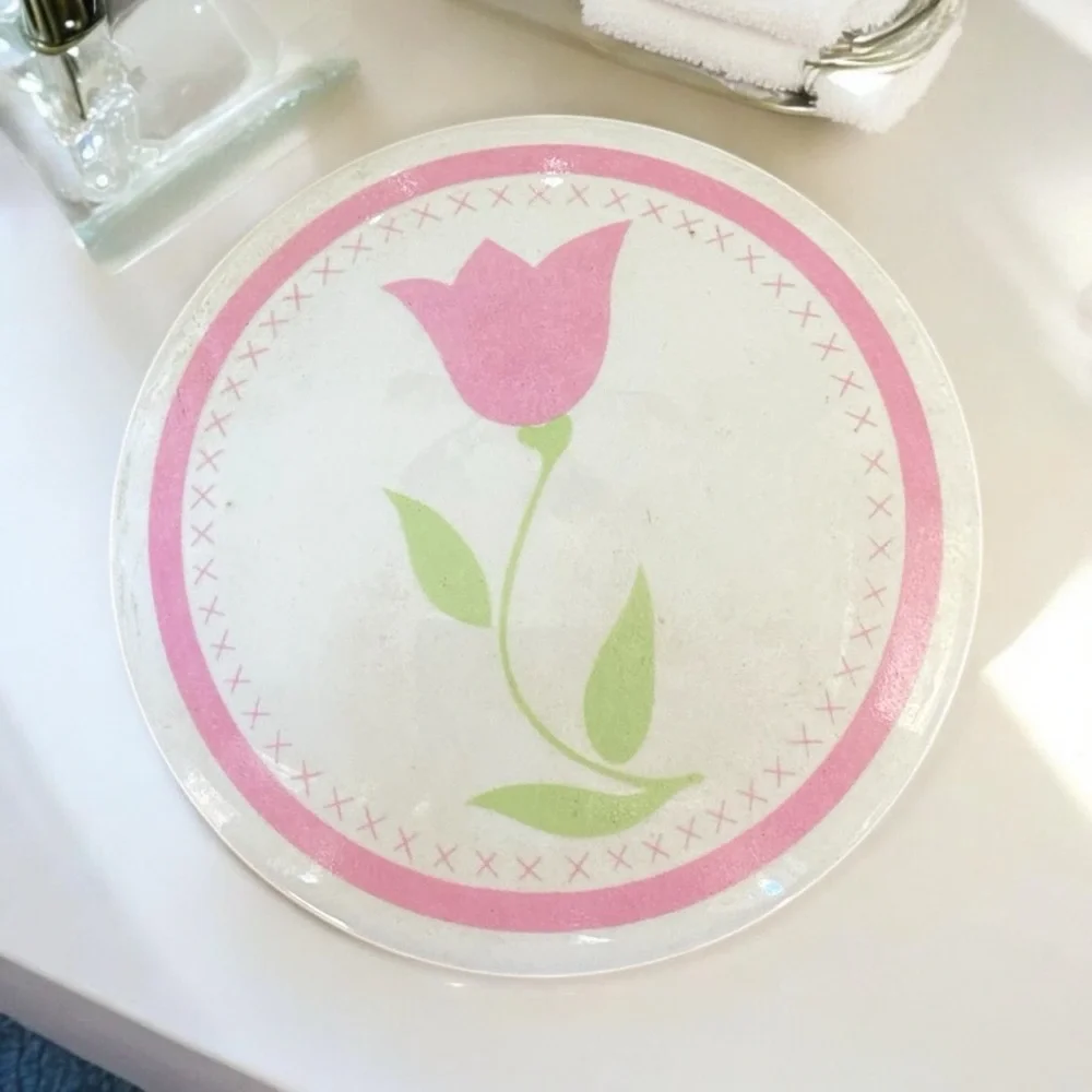 Vintage 1987 FTDA Pastel Tulip Ceramic Candle Holder Trinket Box With Lid